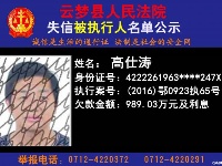 云梦县人民法院公开公布失信人员名单
