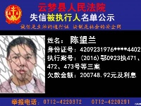 云梦县人民法院公开公布失信人员名单
