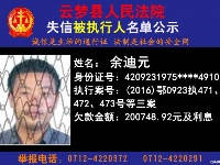 云梦县人民法院公开公布失信人员名单