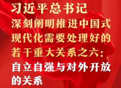习近平总书记深刻阐明推进中国式现代化需要处理好的若干重大关系之六：自立自强与对外开放的关系