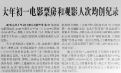 大年初一电影票房和观影人次均创纪录