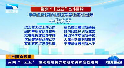 市州两会观察 | 面向“十五五” 推动荆州复兴崛起取得决定性进展