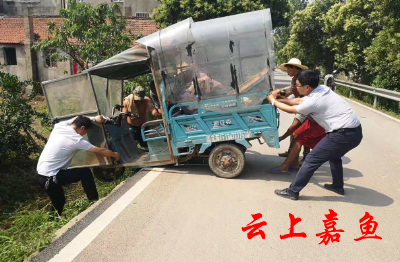 老人遇险，干群施救