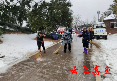 【文明嘉鱼】县城市管理执法局及时清理积雪 保障市民出行安全