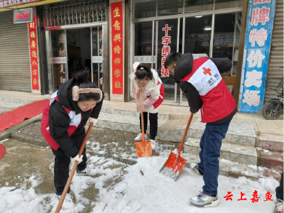 【防范应对新一轮低温雨雪冰冻天气】簰洲湾镇红十字会除冰铲雪暖人心