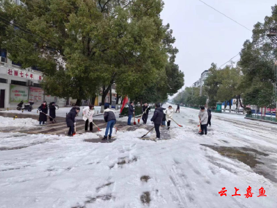 【防范应对新一轮低温雨雪冰冻天气】鱼岳镇：冰雪无情人有情 铲雪行动在进行