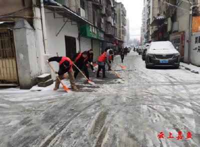 鱼岳镇茶庵社区：齐心协力清扫积雪断树枝