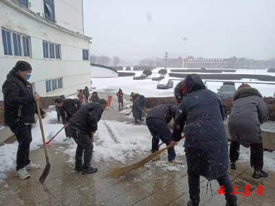 【防范应对新一轮低温雨雪冰冻天气】县机关事务服务中心：扫雪除冰保障出行安全