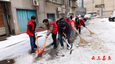 【防范应对新一轮低温雨雪冰冻天气】嘉鱼县医疗保障服务中心开展铲雪除冰志愿服务活动