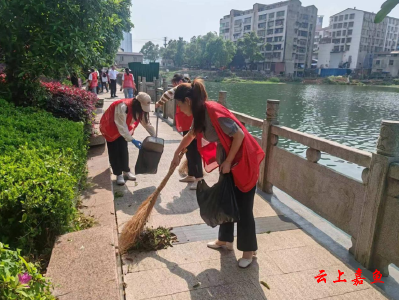 鱼岳镇茶庵社区：入党积极分子投身小区清洁共筑美好环境