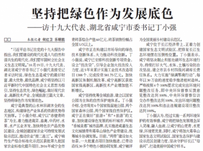 丁小强在京接受《农民日报》专访：坚持把绿色作为发展底色