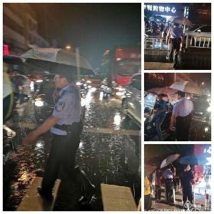 通城公安：民警雨中执勤  护学保平安