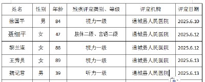                                                  残疾人证办理公示