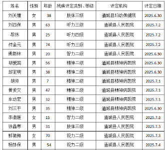 残疾人证办理公示 