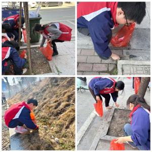 【清洁家园在行动】通城县沙堆中学：践行志愿精神 共建洁净家园
