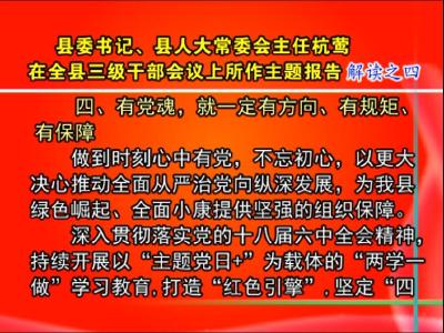 县委书记、县人大常委会主任杭莺在全县三级干部会议上所作主题报告  解读之四