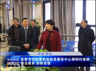县委书记杭莺到县政务服务中心调研时强调：整合服务  创新管理