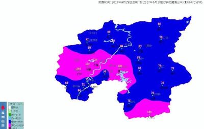 气象预告：今日我县局部降雨达100毫米