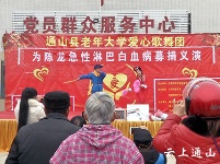 县爱心歌舞团为南林桥镇大坪村白血病患儿举行义演