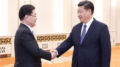 习近平会见韩国总统特使郑义溶