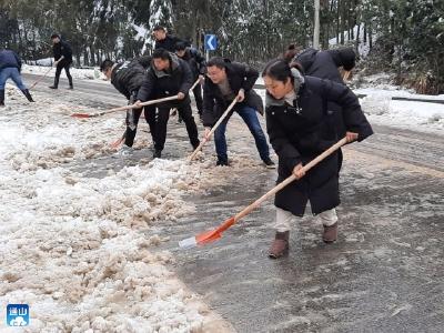 【众志成城抗冰雪】以雪为令 闻雪而动  厦铺镇干部群众铲雪除冰保畅通