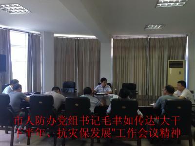 人防办组织传达“大干下半年、抗灾保发展工作会议”精神