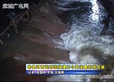 老县河西堤刘垸段溃口今天凌晨封堵合拢