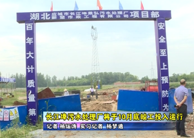 长江埠污水处理厂将于十月底竣工投入运行