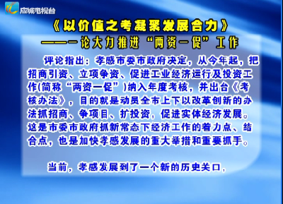 《以价值之考凝聚发展合力》 一论大力推进“两资一促”工作