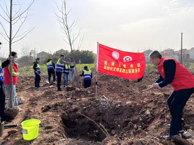 政企共植树  携手同添绿  应城黄滩镇携手中铁建港航局植树忙