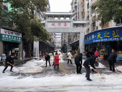 应城市国有房产管理所志愿者破冰铲雪保畅通