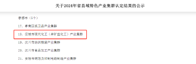 应城市现代化工产业入选省县域特色产业集群