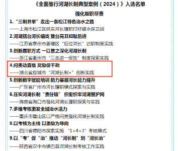应城市《问责动真格 奖励促干劲》入选水利部 《全面推行河湖长制典型案例汇编（2024）》