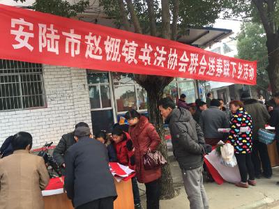 赵棚镇书法协会联合送春联下乡