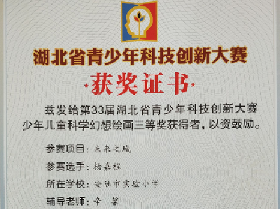 安陆市5名小学生荣获第33届湖北省青少年科技创新大赛大奖