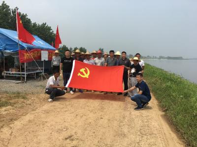 让党旗高高飘扬在汉北河大堤上