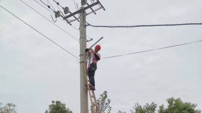 路灯遭雷劈 赶紧修！