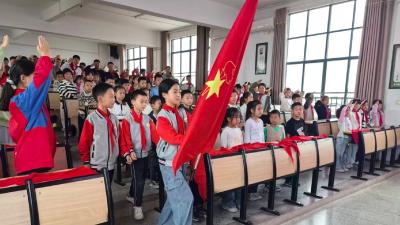 湾潭乡三汊中心小学举行新队员入队仪式