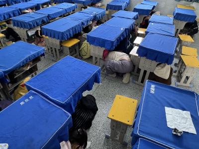 汉川市仙女山第三小学开展防震避灾安全疏散演练