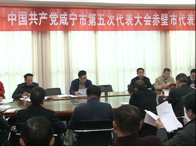 参加咸宁市第五次党代表大会的赤壁市党代表向大会报到并举行代表团第一次会议