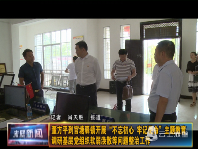 董方平到官塘驿镇开展“不忘初心、牢记使命”主题教育 调研基层党组织软弱涣散等问题整治工作