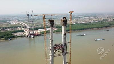 【项目建设进行时】赤壁长江公路大桥南岸左幅塔柱浇注顺利完工
