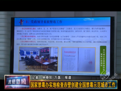 国家禁毒办实地检查赤壁创建全国禁毒示范城市工作
