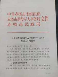 【工作动态】赤壁市在优秀退役军人中培养村(社区)“两委”后备力量