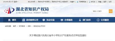 喜讯！赤壁市实验中学入选第六批湖北省中小学知识产权教育试点学校
