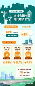 2月份全社会用电量同比增长11% 