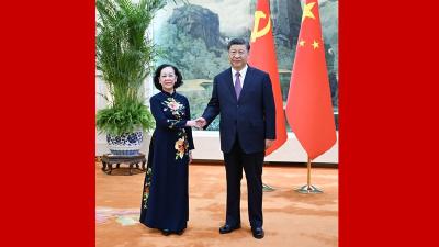 习近平会见越共中央政治局委员、中央书记处常务书记、中组部部长张氏梅