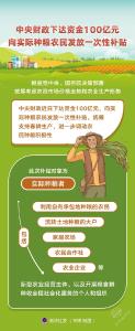 中央财政下达资金100亿元向实际种粮农民发放一次性补贴