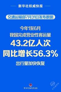 新华社权威快报丨上半年我国营业性客运量同比增长56.3%