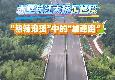 赤壁长江大桥东延段项目施工正酣
